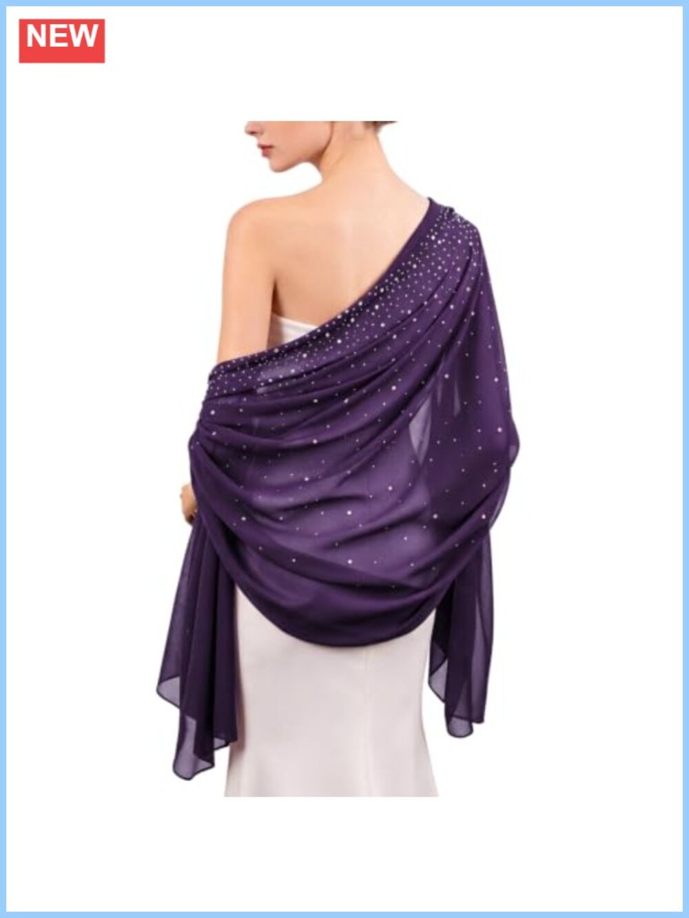 Rhinestone Chiffon Shawl Wrap Lightweight Sparkly Evening Cover Up